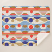 Modern red blue ogee pattern シェルパブランケット (正面(横))