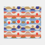 Modern red blue ogee pattern フリースブランケット (正面(横))