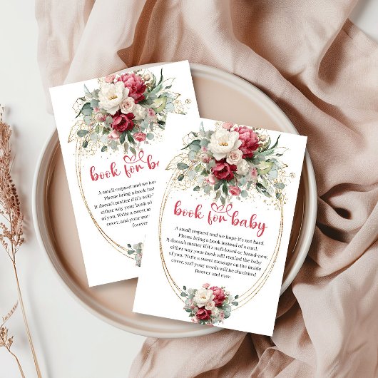 Modern Red Blush Greenery Book Request Card エンクロージャーカード