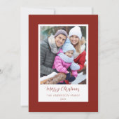Modern Red Border Family Photo Christmas Card 招待状 (正面)