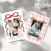 Modern Red Bow Merry Christmas Photo Holiday Card シーズンカード