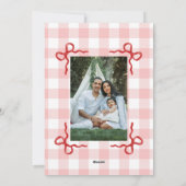 Modern Red Bow Merry Christmas Photo Holiday Card シーズンカード (裏面)