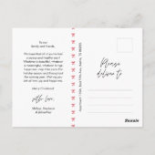 Modern Red Bow Pattern Family Photo Christmas ポストカード (裏面)