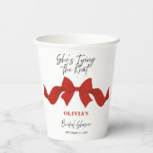 Modern Red Bow She's Tying the Knot Bridal Shower 紙コップ (裏面)