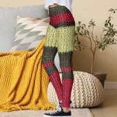 Modern Red Brown And Beige Striped Knitted Pattern レギンス