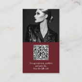Modern red burgundy photo qr logo photographer 名刺 (裏面)