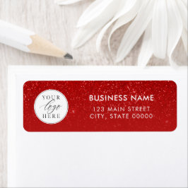 Modern Red Business Logo Christmas Return Address ラベル
