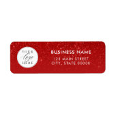 Modern Red Business Logo Christmas Return Address ラベル (正面)