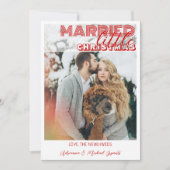 Modern Red Calligraphy Married Little Christmas シーズンカード (正面)