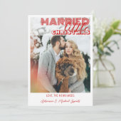 Modern Red Calligraphy Married Little Christmas シーズンカード (スタンド正面)