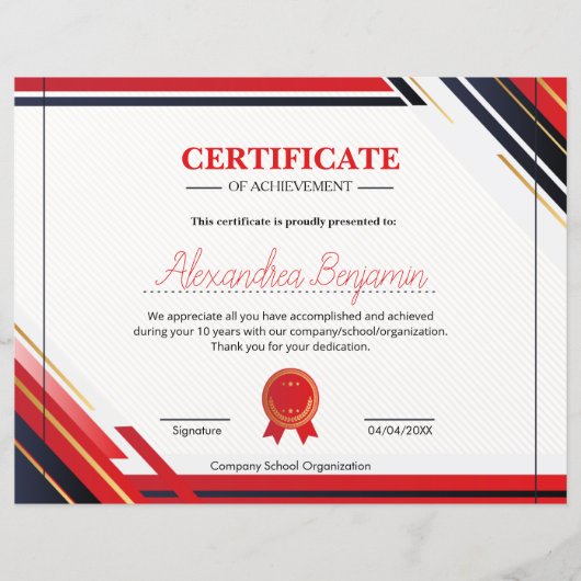 Modern Red Certificate of Achievement Professional (正面)