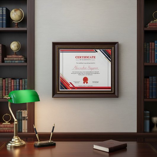 Modern Red Certificate of Achievement Professional
