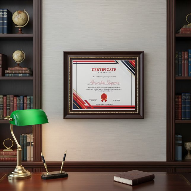 Modern Red Certificate of Achievement Professional (クリエイターアップロード済み)