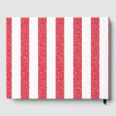 Modern Red Chalk Stripes Double Hearts Baby Shower ゲストブック (裏面)