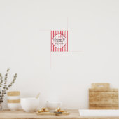 Modern Red Chalk Stripes Double Hearts Baby Shower ポスター (キッチン)