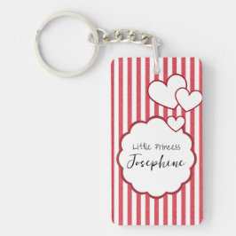 Modern Red Chalk Stripes Triple Hearts Acrylic キーホルダー