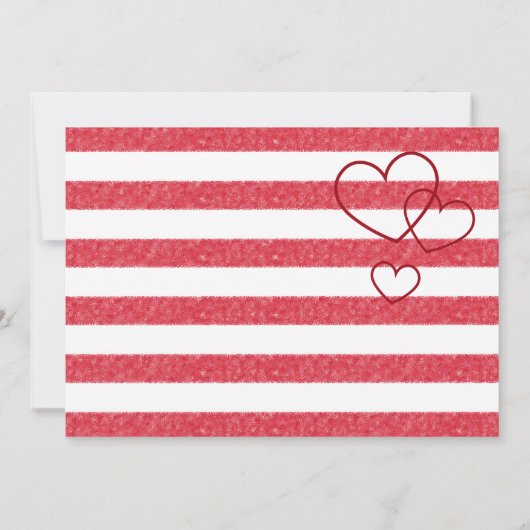 Modern Red Chalk Stripes Triple Hearts Baby Shower 招待状 (裏面)