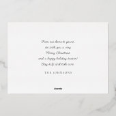 Modern Red Christmas Ball Ornament Botanical 箔シーズンカード (裏面)