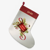 Modern Red Christmas Holiday Stocking ラージクリスマスストッキング (正面 (吊り時))