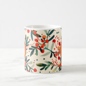 Modern Red Christmas Holly Berries Monogram コーヒーマグカップ (中央)