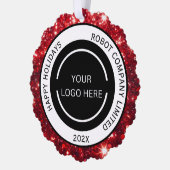 Modern Red Company Logo and Name オーナメントカード (左)