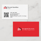 Modern Red Construction Bold Professional 名刺 (正面/裏面)