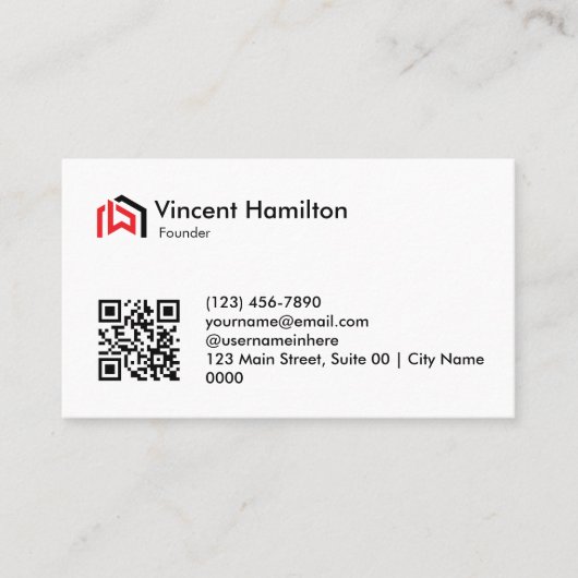 Modern Red Construction Bold Professional 名刺 (正面)