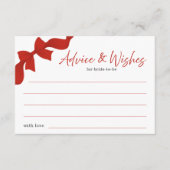Modern Red Coquette Bow Advice and Wishes Card エンクロージャーカード (正面)