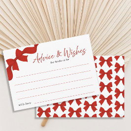 Modern Red Coquette Bow Advice and Wishes Card エンクロージャーカード