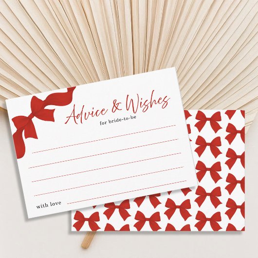 Modern Red Coquette Bow Advice and Wishes Card エンクロージャーカード