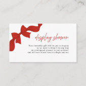 Modern Red Coquette Bow Display Shower エンクロージャーカード (正面)