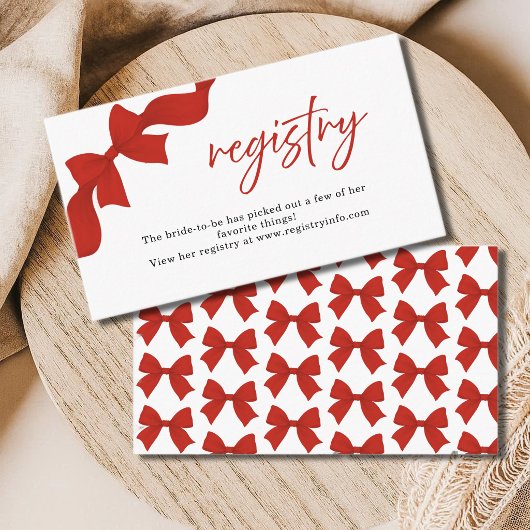 Modern Red Coquette Bow Registry Enclosure Card エンクロージャーカード