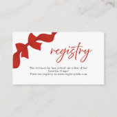 Modern Red Coquette Bow Registry Enclosure Card エンクロージャーカード (正面)