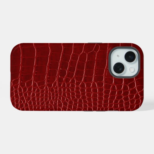 Modern Red Crocodile iPhone 15ケース (裏面横)