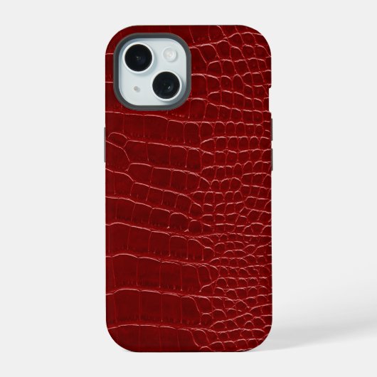 Modern Red Crocodile iPhone 15ケース (裏面)