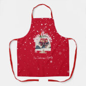 Modern Red Curved Graffiti Merry Christmas Photos  エプロン (正面)