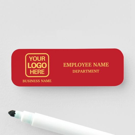 Modern Red Custom Business Name Tag 名札 (インサイチュ)
