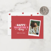 Modern Red Cute Heart Happy Valentine's Day Photo ノートカード (正面/裏面インサイチュ)