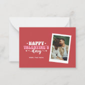 Modern Red Cute Heart Happy Valentine's Day Photo ノートカード (正面)