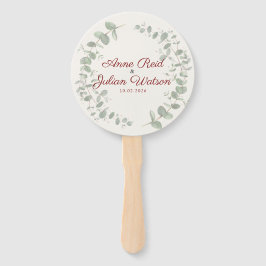 Modern Red eucalyptus leaves Program Hand Fan ハンドファン