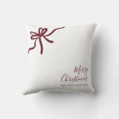 Modern Red Festive Bow Script Merry Christmas クッション (裏面)