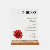 Modern Red Floral Beverage Menu アクリルサイン (正面)