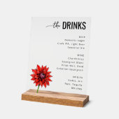 Modern Red Floral Beverage Menu アクリルサイン (傾斜)