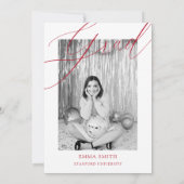 Modern Red Floral Graduation Photo Announcement 招待状 (裏面)