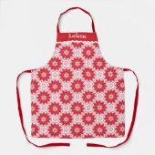 Modern Red Floral Patten Baking エプロン (正面)