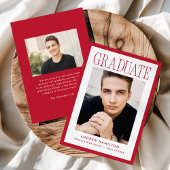 Modern Red Frame 2 Photo Graduation 案内状