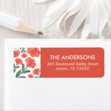 Modern Red Garden Floral Return Address
