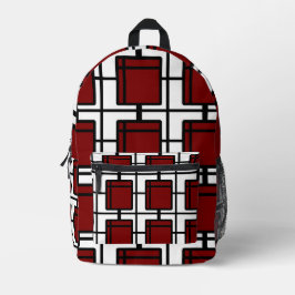 Modern Red Geometric Art Backpack | Top-Selling  プリントバックパック