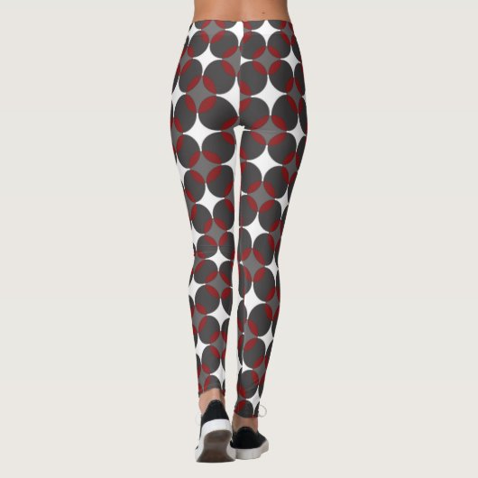 Modern Red Geometric Circle Leggings レギンス (裏面)