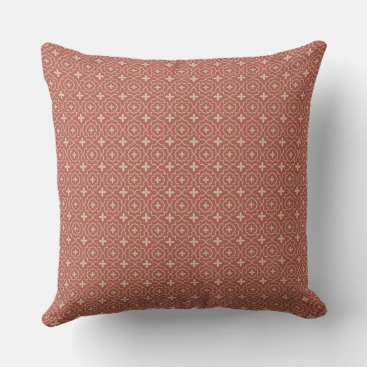 Modern Red Geometric Pattern Throw Pillow  クッション (裏面)